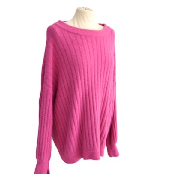 Aerie Oversized Sweater M Pink Super Soft Knit Slouchy Cozy Loungecore Barbiecor - Picture 2 of 8